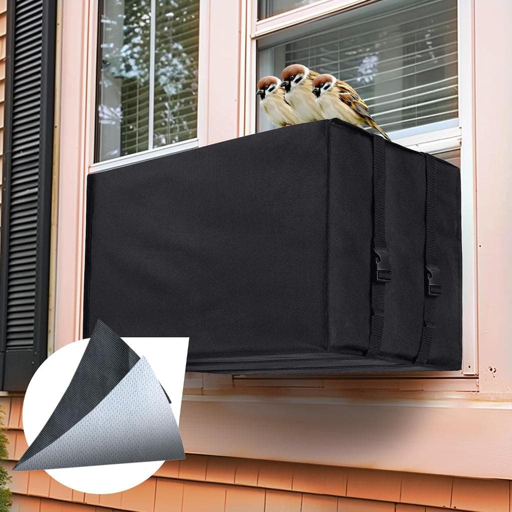 Window Air Conditioner Covers for Outside: Black Outdoor AC Window Cover for Winter, 21Wx16Dx15H Inches, Snowproof Water