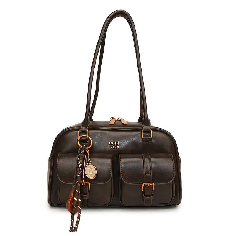Bolsa De Ombro Feminina Com Vários Bolsos , Marrom Café , Elegante E Versátil , Crossbody Letras Para Viagens , Trabalho