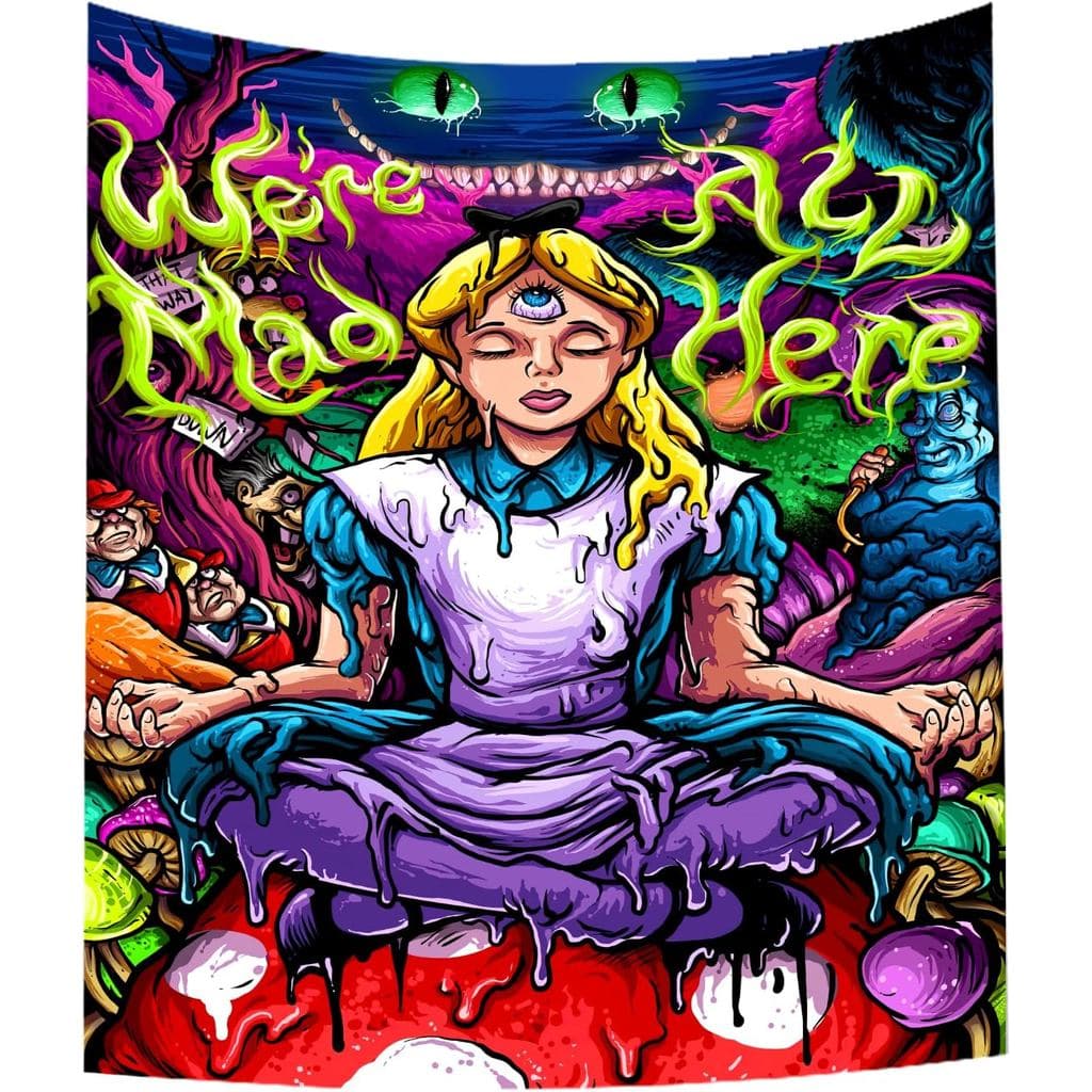 Tapeçaria Divertida de Menina Anime Trippy, Decoração de Parede Estética para Quarto e Sala de Estar