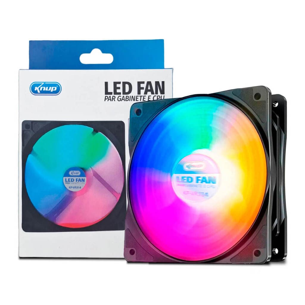 Fan Cooler LED RGB para Gabinete 120mm 1500RPM 36CFM Silencioso 26dBA Rolamento Hidráulico 12V Alta Eficiência