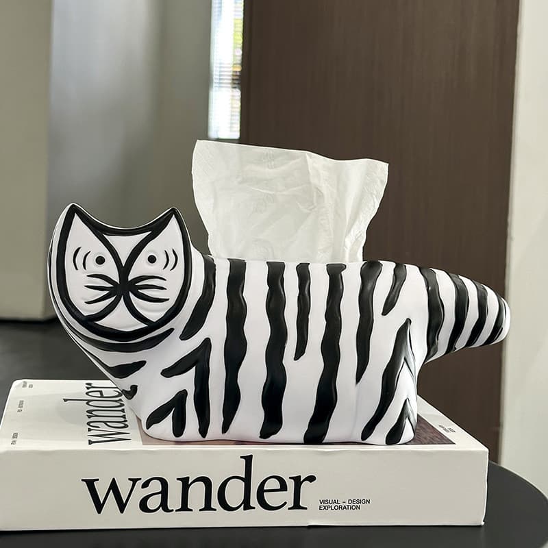 Gato listrado de alto valor para casa, sala de estar, decoração doméstica, caixa de guardanapo criativa de desenho anima