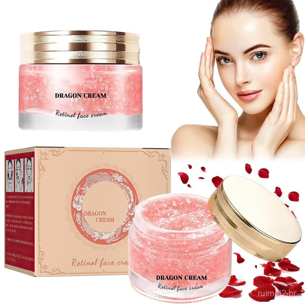 Pacote com 2 cremes faciais de sangue de dragão de fácil aplicação, contendo retinol e vitamina E.