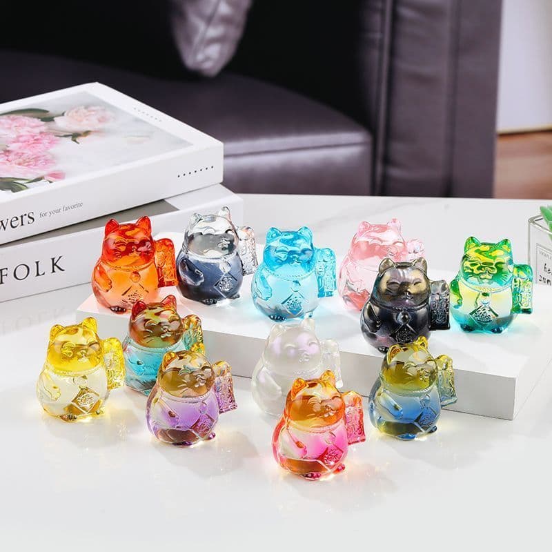 Enfeites de gato da sorte de cristal em estoque pronto Presentes citrinos vitrificados Nafu Sala de estar Decorações de