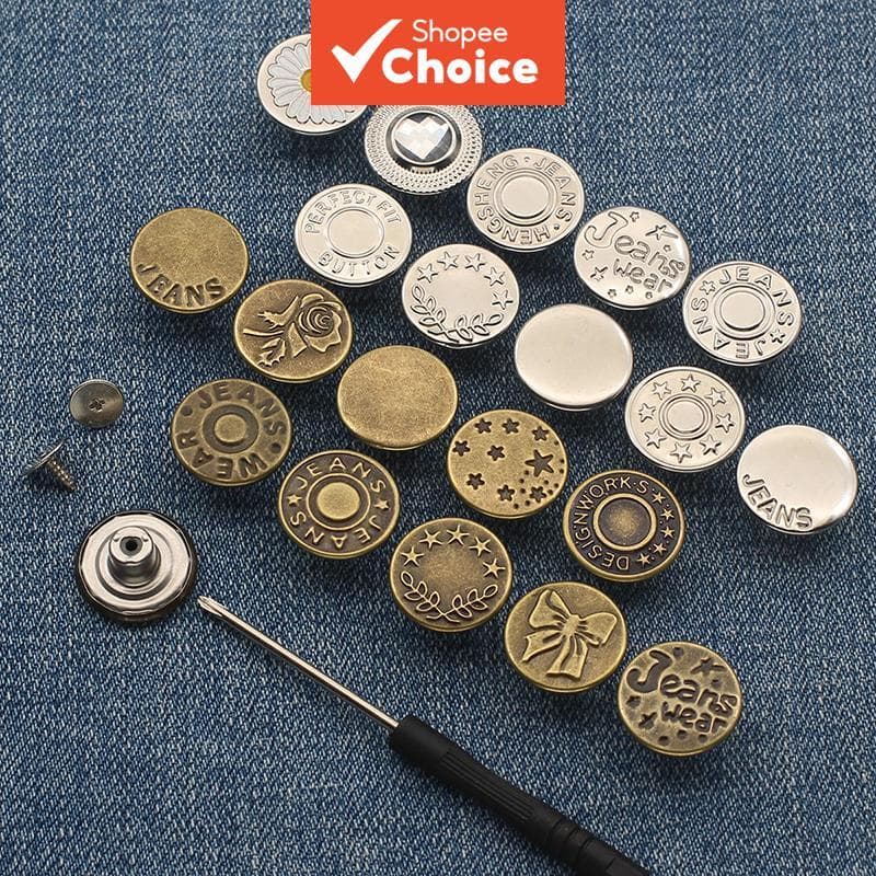 Conjunto De Botões Jeans De Substituição Com 10 Peças Chave De Fenda , Kit De Ajuste De Cintura Removível