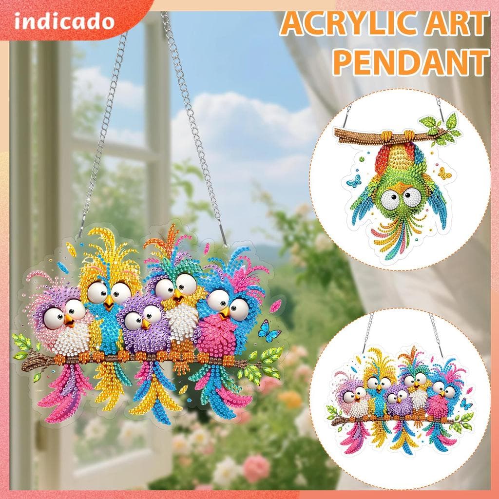Diamante Arte Pássaro Pendente Acrílico Strass Pendurado Ornamento Kit Para Adulto DIY Cabide De Porta Shopbc5068