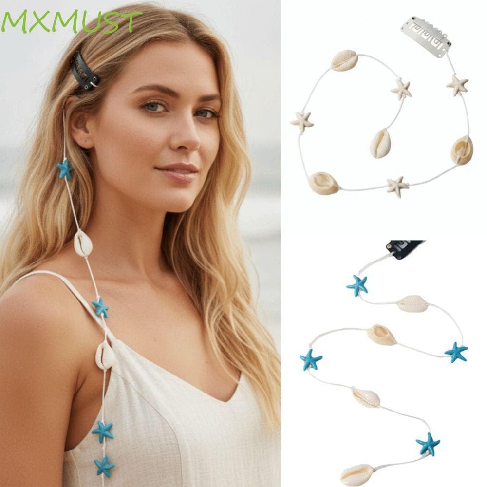 MXMUST Starfish Seaside Grampo De Cabelo Decorativo , Corrente Feminina Elegante E Boho , Cocar