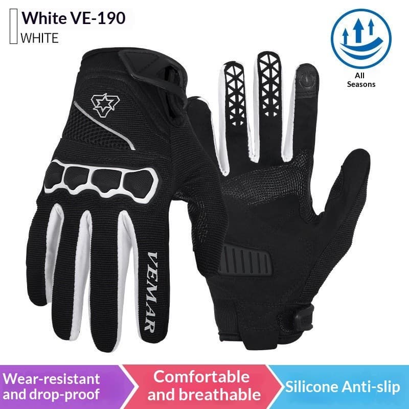 Luvas de ciclismo com tela sensível ao toque, de dedo inteiro, para homens, para todas as estações, para motocicleta, bi
