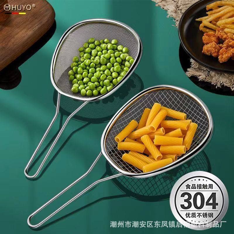 304 escorredor de aço inoxidável de qualidade alimentar, cozinha doméstica, filtro de óleo de fritura, colher, filtro de