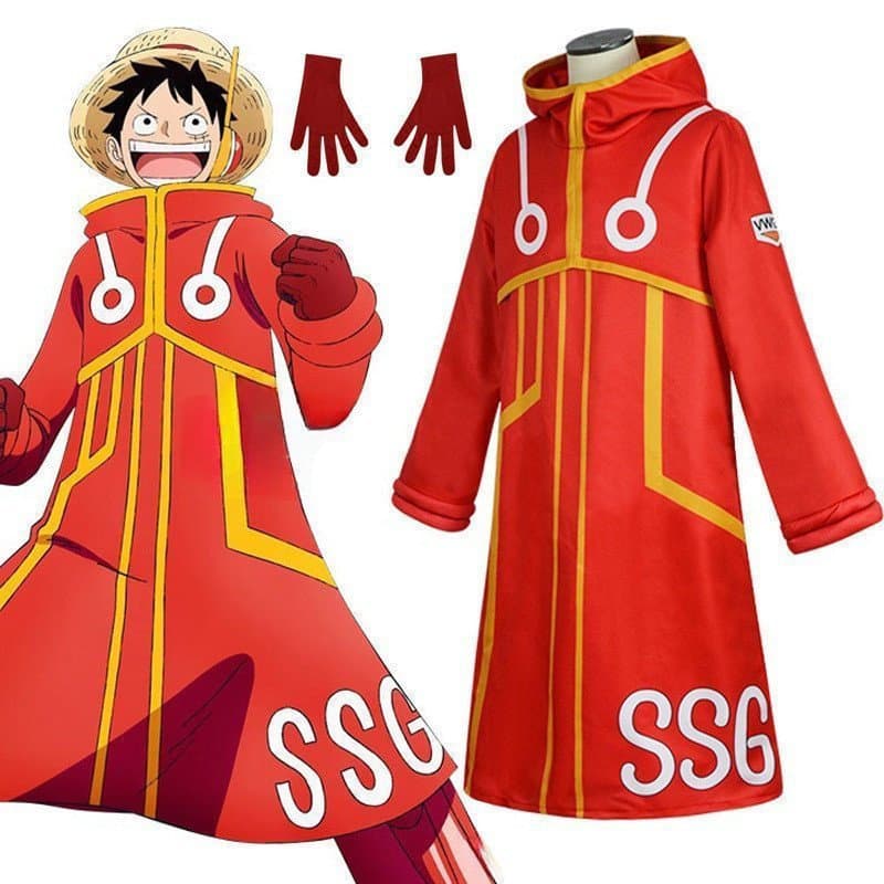 Fantasia de Cosplay do Anime One Piece, Fantasia de Cosplay do Luffy com Chapéu em Forma de Ovo e Luvas para Festa 70PD