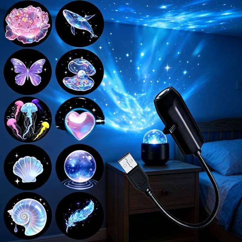 USB Magia Oceano Série Lâmpada Do Projetor Ajustável Medusa Borboleta Padrão Atmosfera Luz Decoração Quarto Carro Projeç