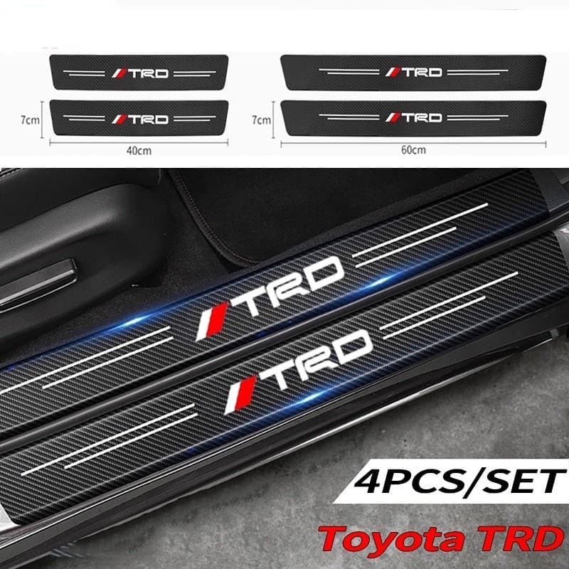 4 Pcs Toyota TRD Protetor De Adesivo De Fibra De Carbono Para Soleira De Porta De Carro Auto Tshold Tiras Vios Rush Wigo