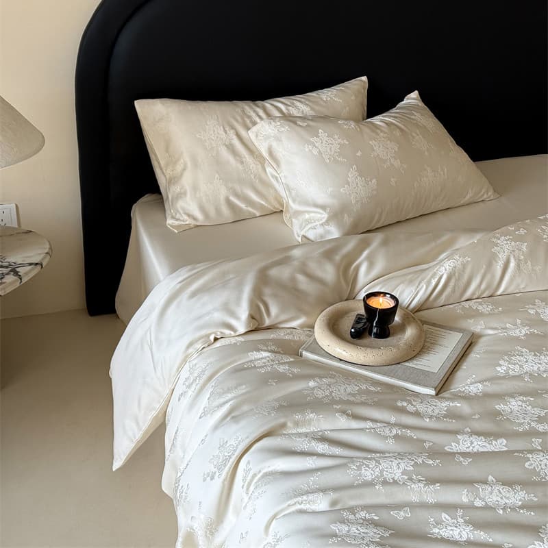 Luz francesa tridimensional em relevo Jacquard Tencel conjunto de quatro peças verão nu dormir sensação fresca cama de s