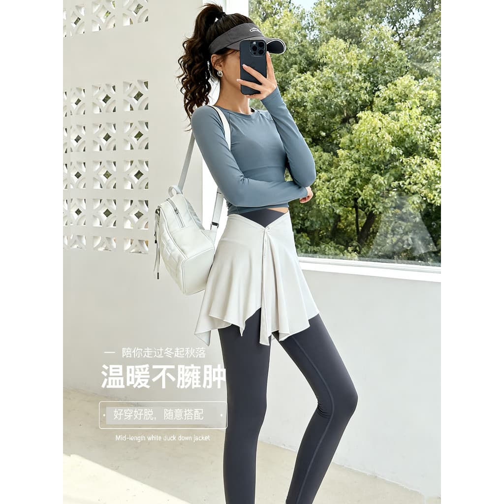 Capa anti-constrangimento cortina de bunda Yoga saia curta feminina correndo saia de Fitness Leggings capa Hip avental c