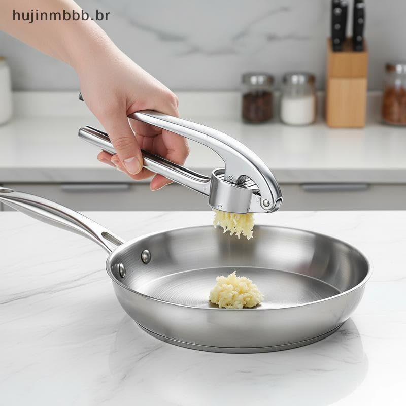 huji Prensa Ergonômica De Alho Em Liga De Zinco Com Descascador E Escova De Limpeza , Resistente À Ferrugem , Economia D