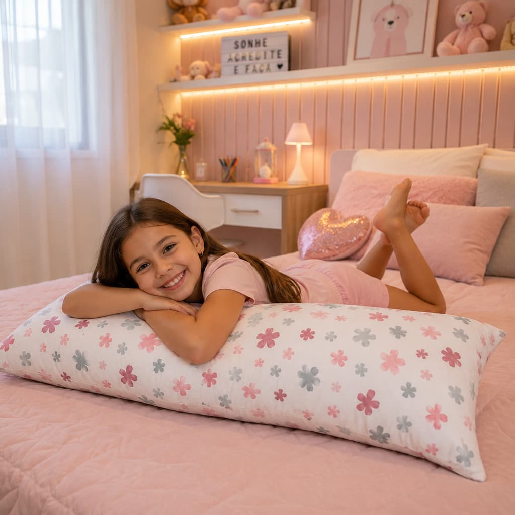 Xuxão Tematico Criança Infantil Menino/Menina Travesseiro De Corpo com Fronha e Refil 1m X 30cm
