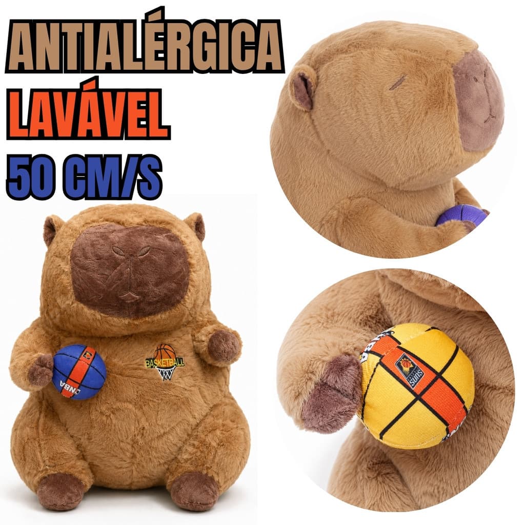 Pelúcia Capivara Basquete 50cm Lavável