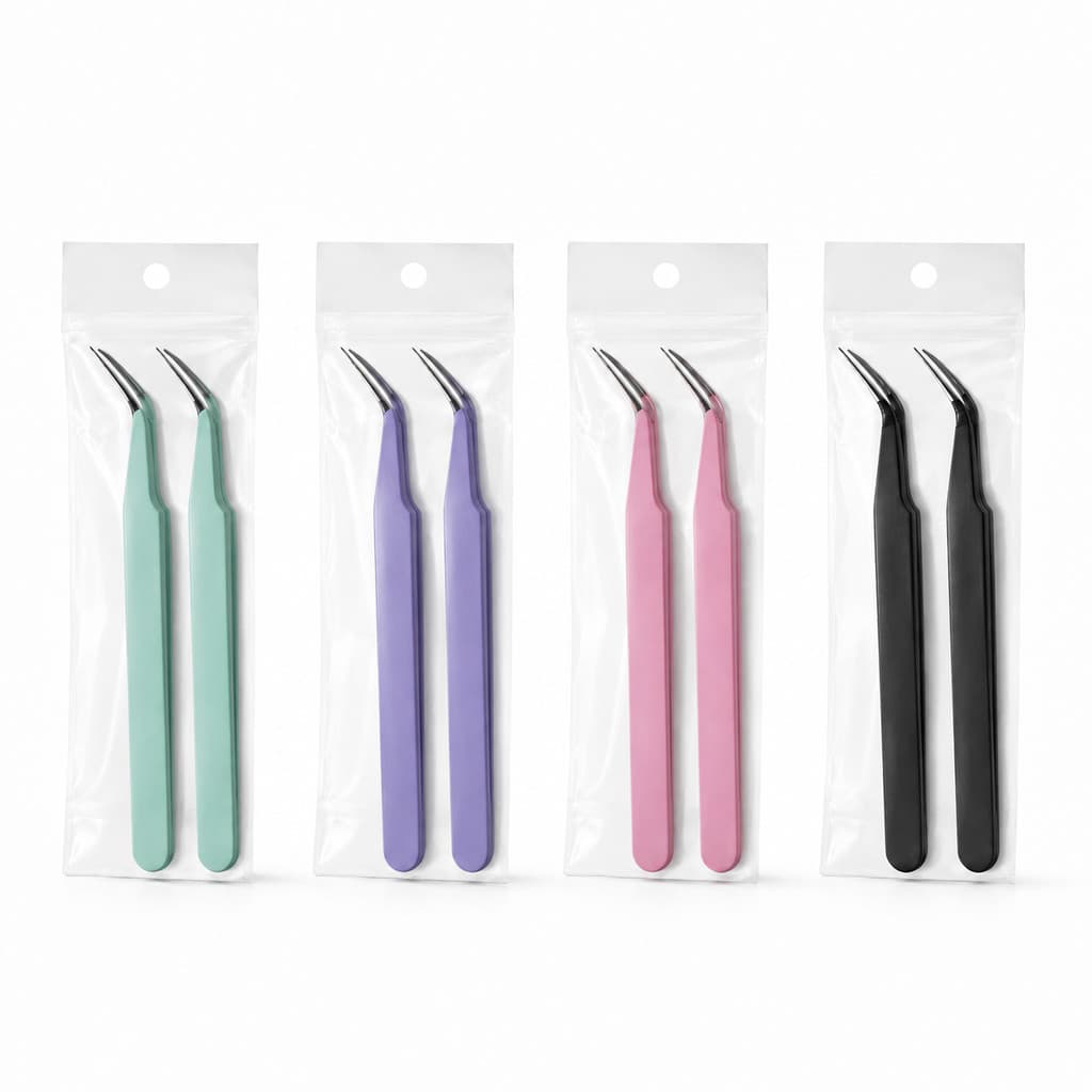 Pinça Curva Kit 2 Unid De Precisão Para Alongamento Cílios Extensão
