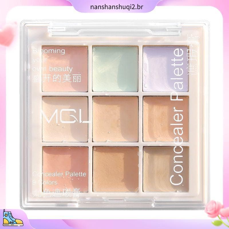 5566 Coleção Pessoas Multifuncional Corretivo de Nove Cores Capa Olheiras Luz Fina Brilho Corretivo de Maquiagem Tridime