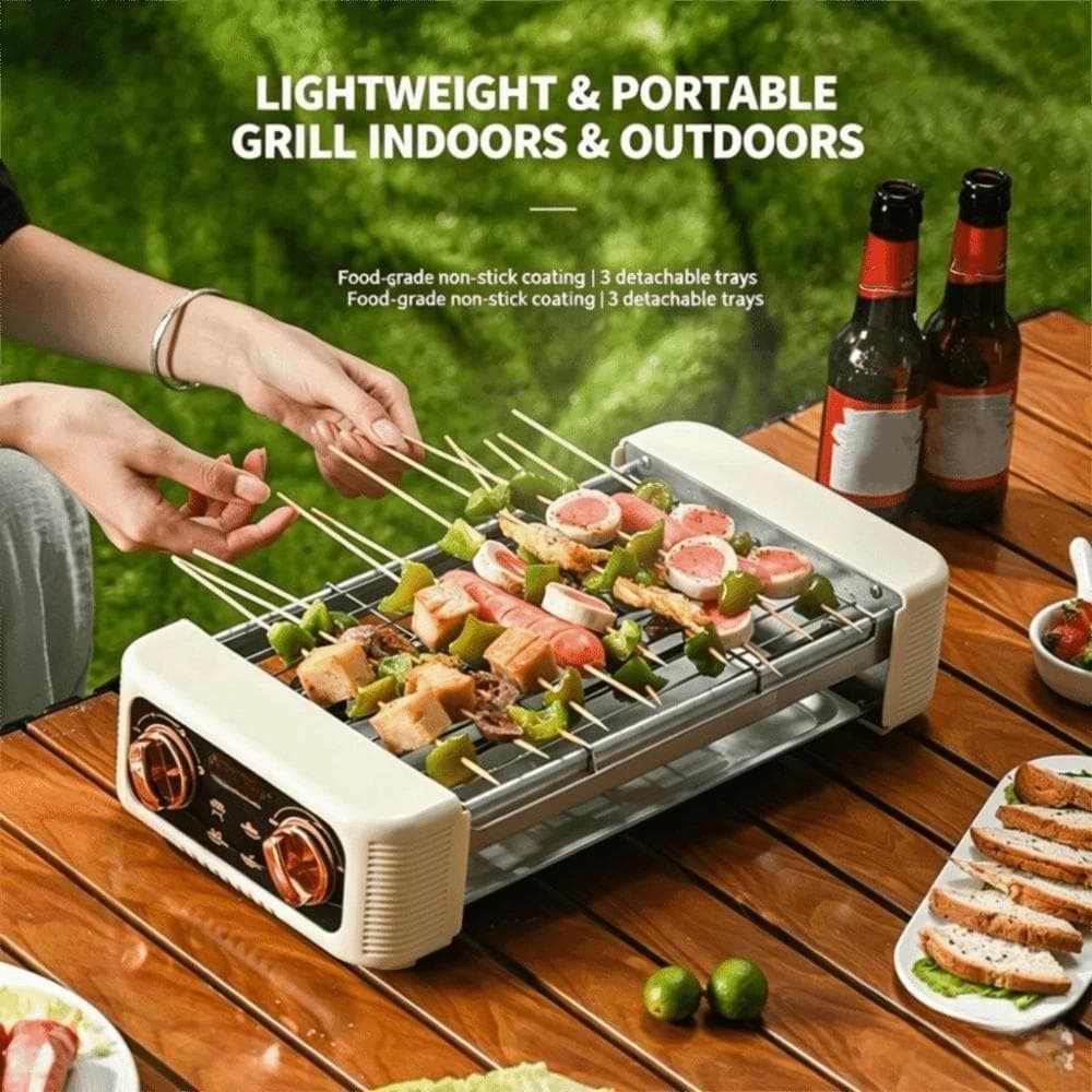 Grelha Elétrica , De Aço Inoxidável Fácil De Limpar , Forno Elétrico De Dupla Temperatura