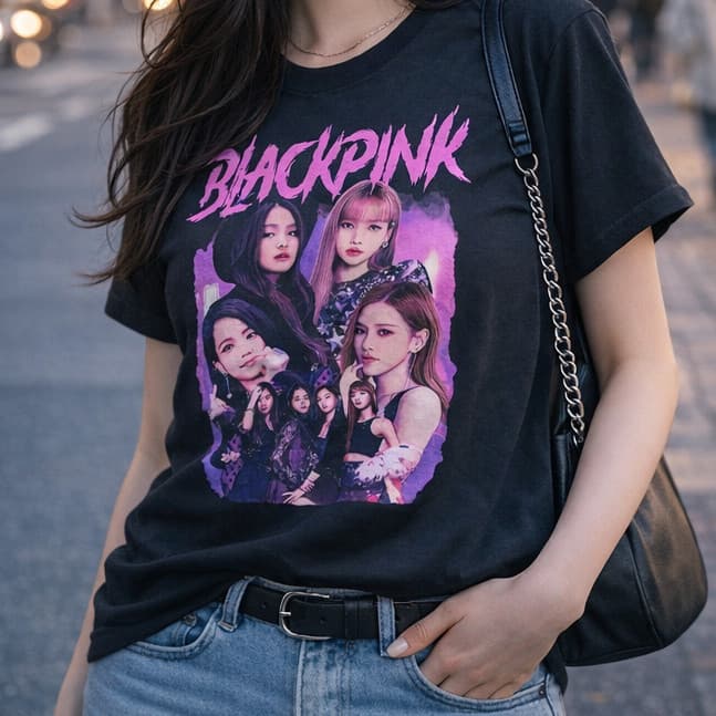 Camiseta Blackpink Grupo K-pop Coreano Jisoo Jennie Rose Camisa 100% Algodão