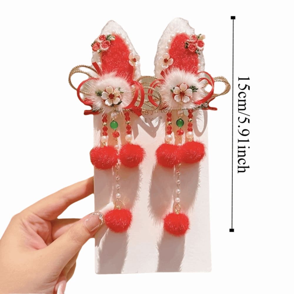 EPOCH1 Grampo de Cabelo Tradicional Chinês, com Laço e Franja, Acessório Elegante e Fofo para o Ano Novo 9EGK