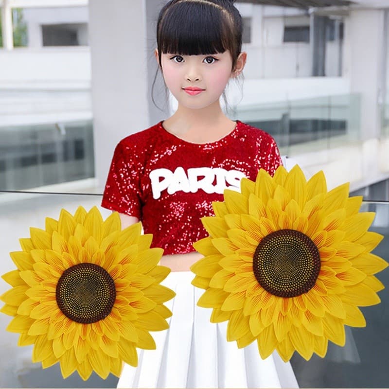 Girassol adereços portáteis dança mão segurando flor mão flor jardim de infância jogos de desempenho simulação girassol