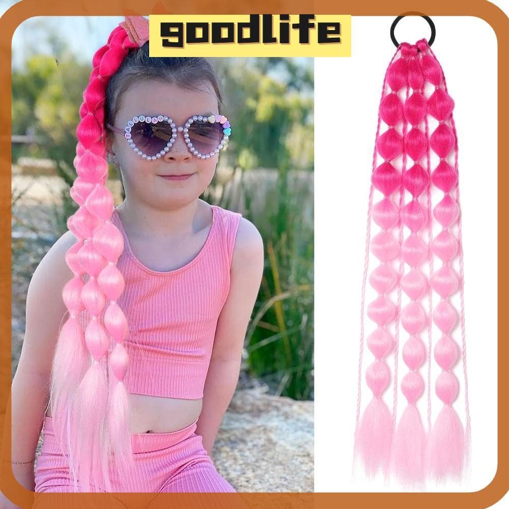 Extensão De Rabo De Cavalo Bolha Infantil GOODLIVE , 20 " Para Meninas Extensões De Cabelo Coloridas EDC Festival Rave