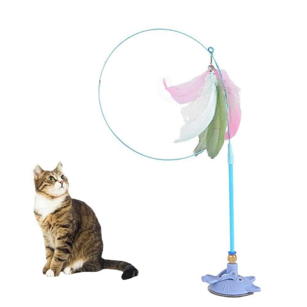Vara Do Teaser Gato Da Ventosa , Varinha Resistente À Mordida Pena Com Das Penas Dos Brinquedos Gatos Sino , Destacável