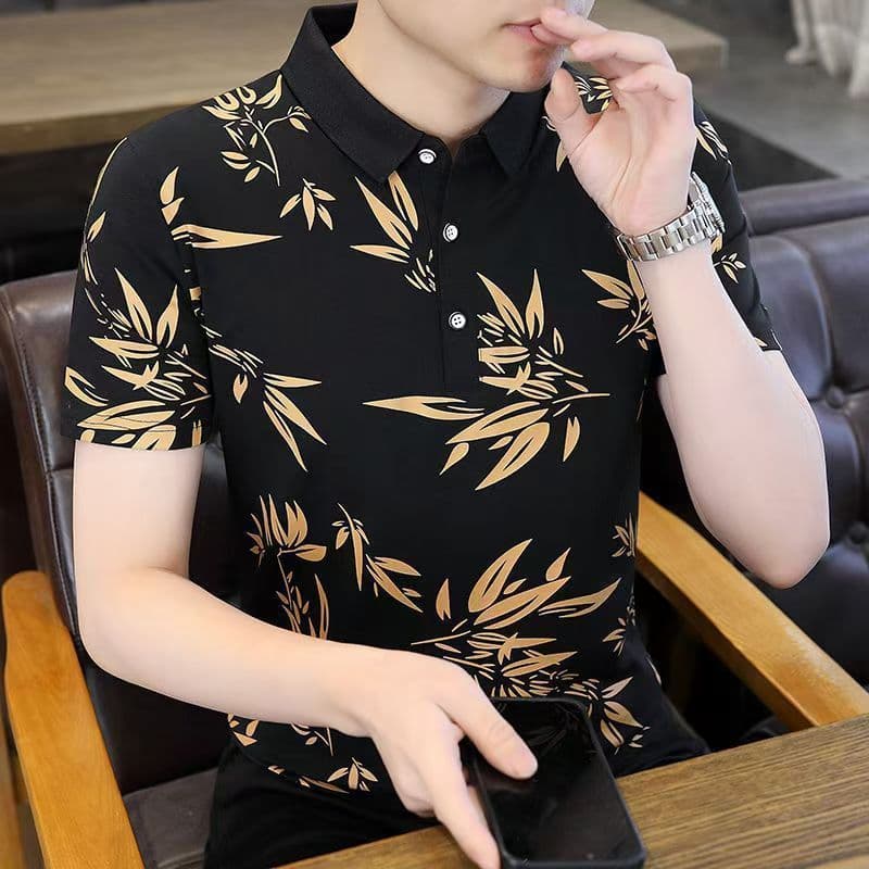 2026 Camisa masculina de luxo leve de manga curta verão Casual lapela Top combinado