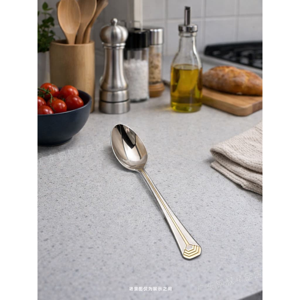Exportado para a Alemanha Colher de sopa de aço inoxidável 316 Colher grande de comida ocidental espessada Colher de com