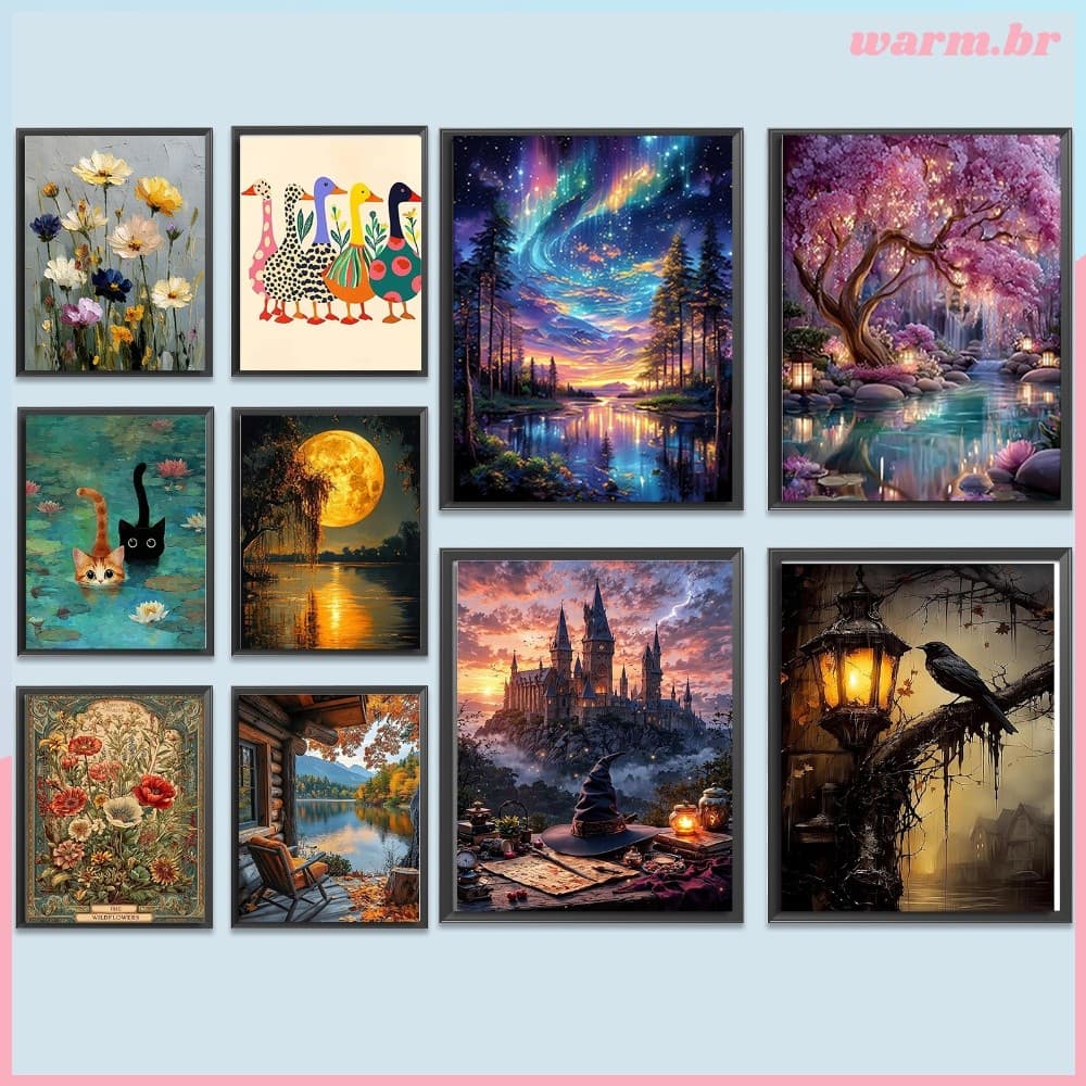 Kit De Pintura De Paisagem Sem Moldura Por Números DIY Tela 12x16 Polegadas Adultos [waroom.br]