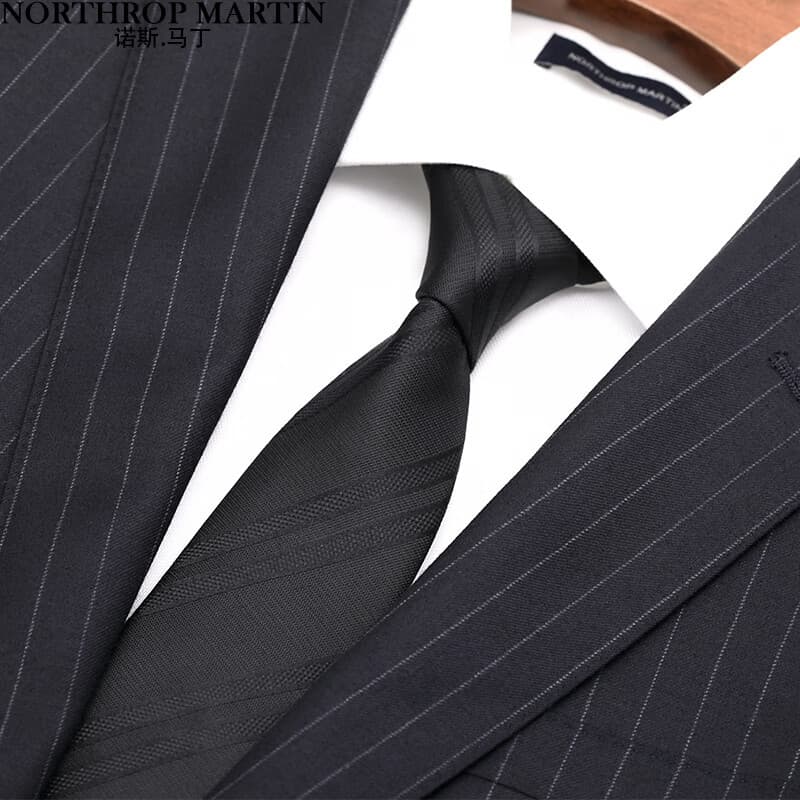 Nos Martin seda High-End gravata masculina terno Formal de negócios preto seda amoreira 7.5 cm de largura listra caixa d