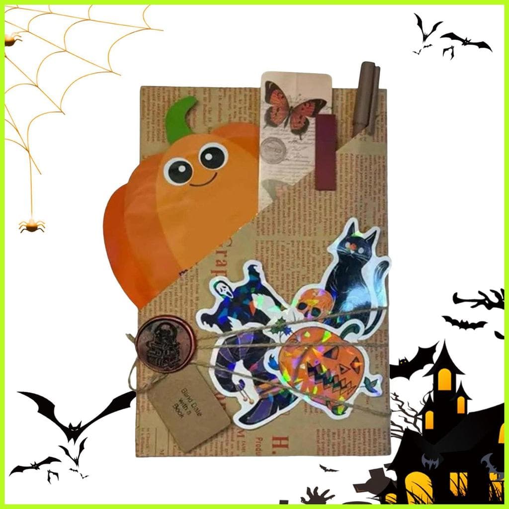 Data Com Um Livro Feito À Mão Cartão De Halloween Suprimentos Notas De Aventura Para Menina Adolescente Jovem Adulto Clu