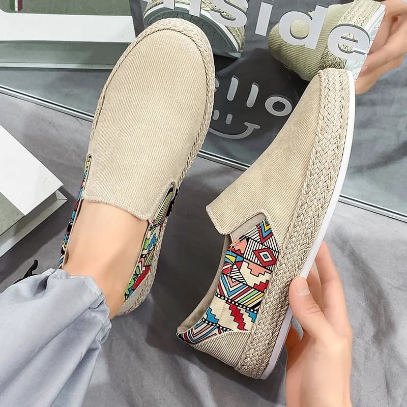 Sapatos Casuais de Linho Respirável para Homens no Verão, Espadrilles Masculinas, Mocassins, Sapatos de Lona para Menino
