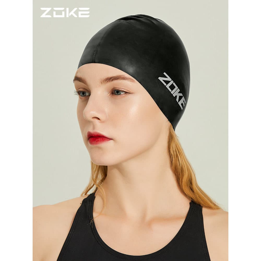 Zoke zke Touca de natação de Silicone unissex Plus Size proteção de ouvido proteção de cabelo confortável não estrangula