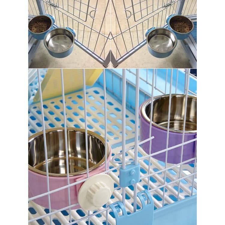 Tigela suspensa de aço inoxidável para animais de estimação, tigela suspensa para alimentação de água potável, tigela de