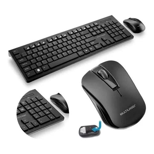 Kit Teclado E Mouse Multilaser Sem Fio Tc212 Entrada Usb