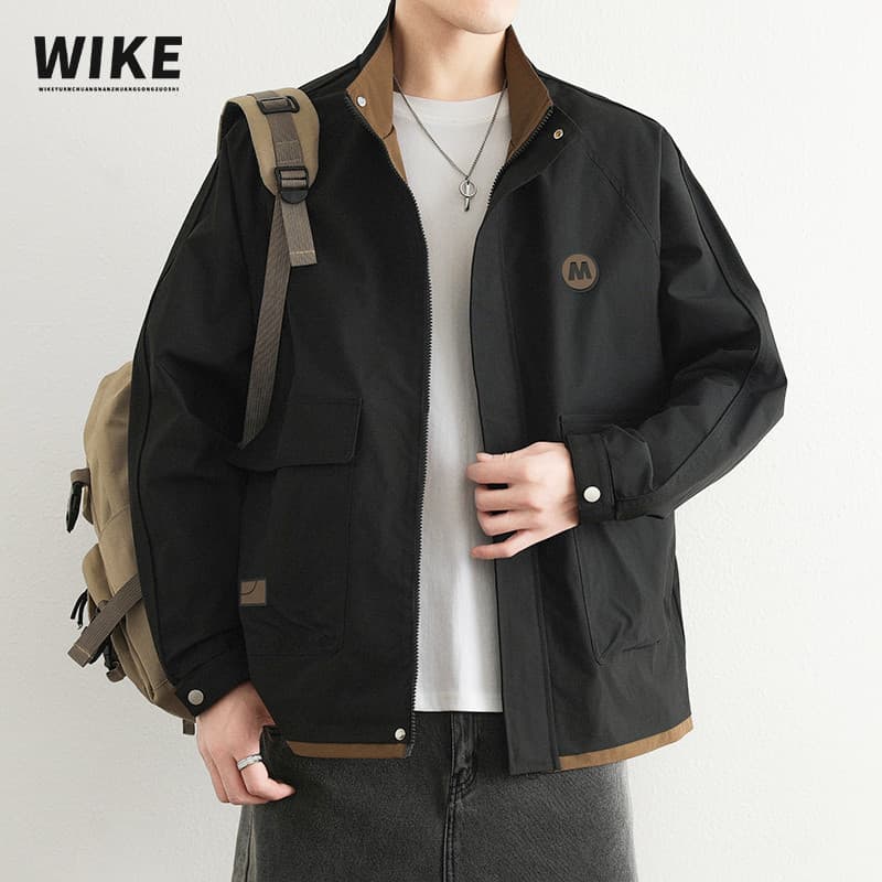 WIKE Original gola alta jaqueta masculina 2026 primavera outono novo estilo tamanho grande na moda contraste cor masculi