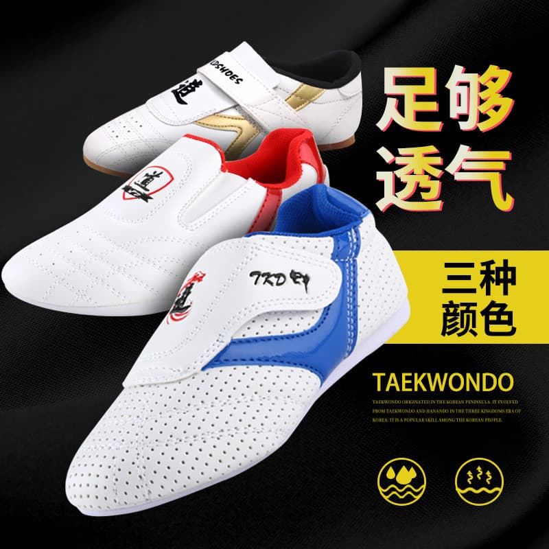 Crianças sapatos de taekwondo galeria de treinamento de artes marciais dedicado crianças adulto taekwondo sapatos de tre