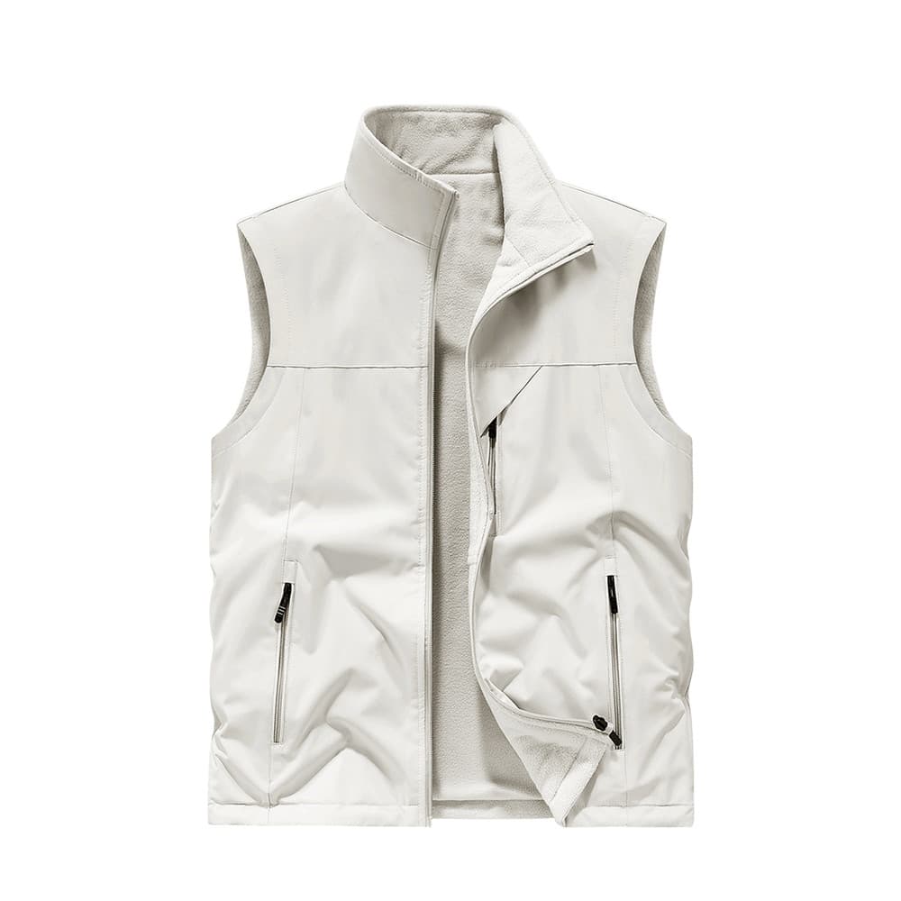 Outono inverno novo estilo dupla face forro de lã colete ao ar livre solto colete de pesca gola jaqueta colete masculino
