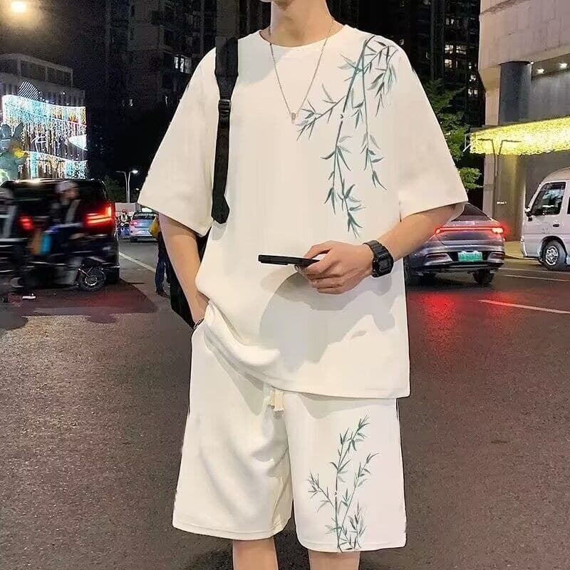 Estilo chinês Shorts de manga curta terno masculino solto Casual usar um conjunto completo novo estilo chinês na moda na