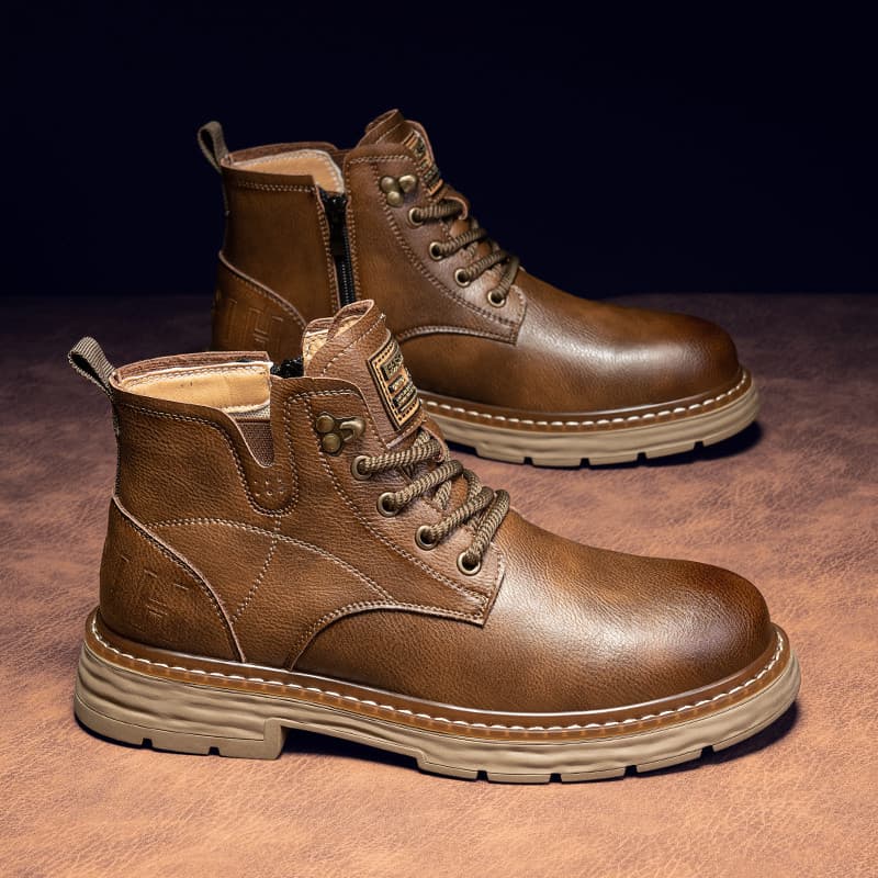 Martin botas outono novo estilo de couro genuíno mais veludo de alta qualidade Retro botas de motocicleta masculino ao a