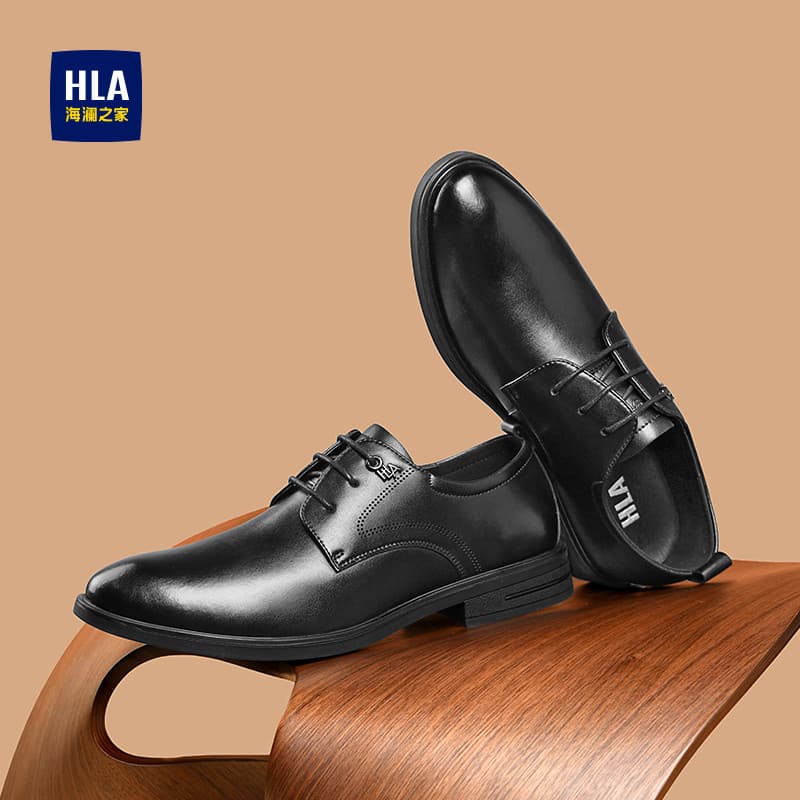 HLA/Hailan House sapatos masculinos 2025 novo estilo de negócios sapatos de couro masculino clássico dedo do pé apontado