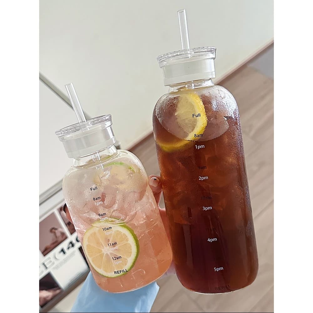 Copo de água de vidro com tampa dupla, copo simples de alto valor para meninas, resistente a altas temperaturas, copo de