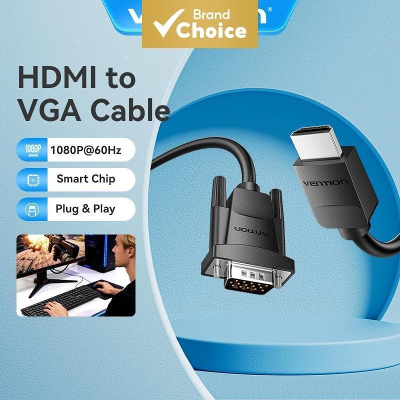 Cabo Conversor Vention HDMI para VGA 1080p Transmissão de Vídeo de Alta Definição para Computadores/TVs/Projetores