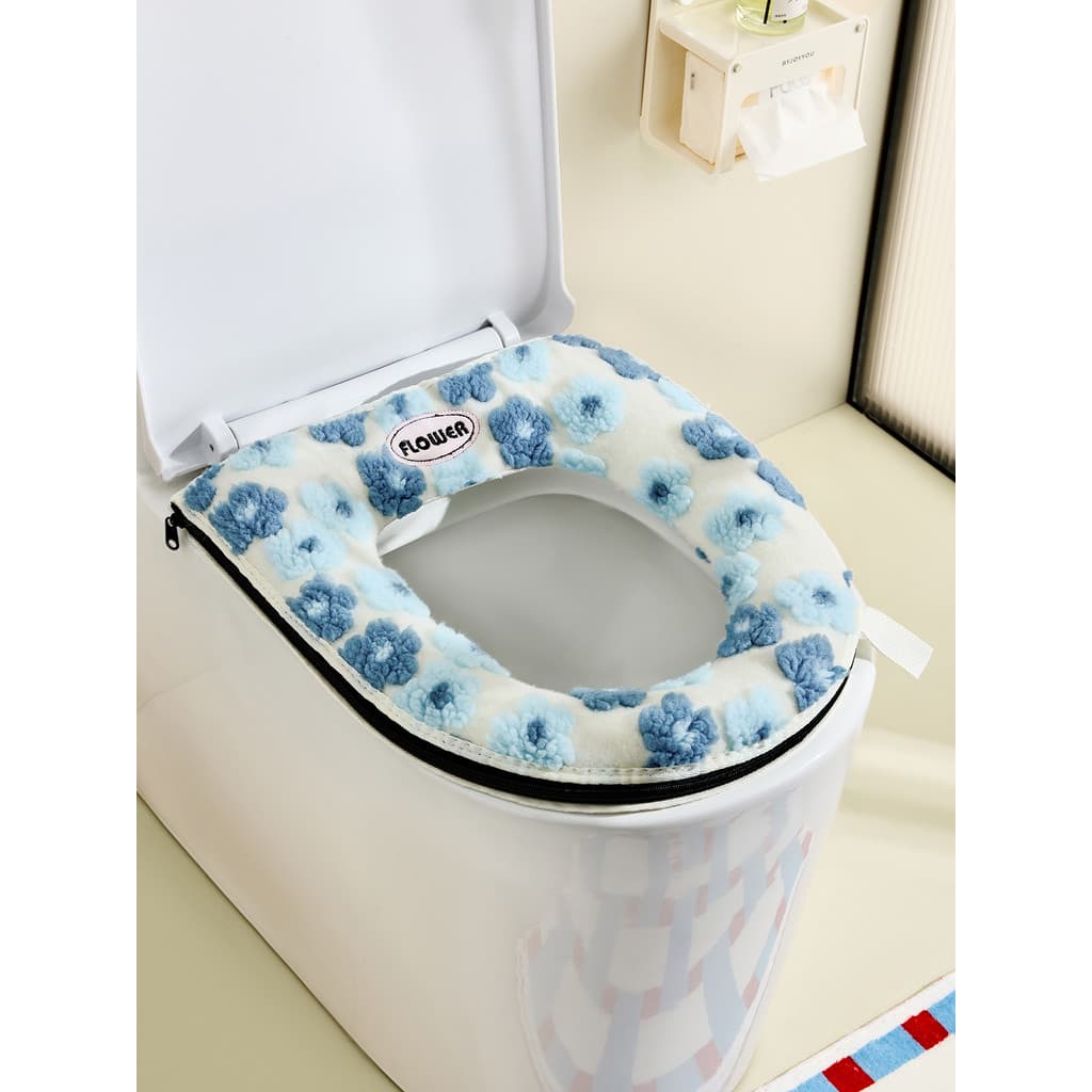 Almofada de vaso sanitário flor inverno engrossado assento de vaso sanitário capa de vaso sanitário