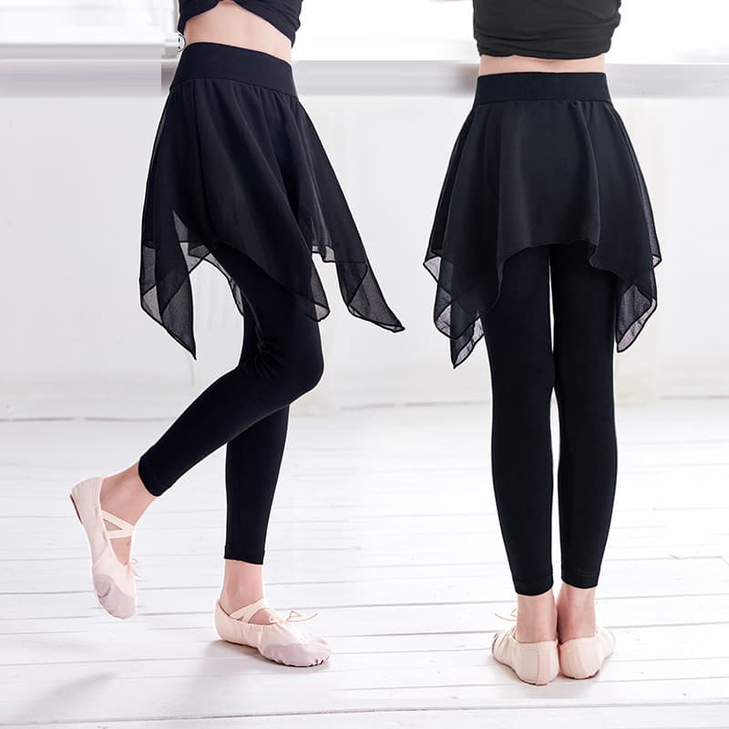 Culottes de dança infantil primavera meninas saia de Chiffon calças cortadas dança latina Ballet magro prática terno cal