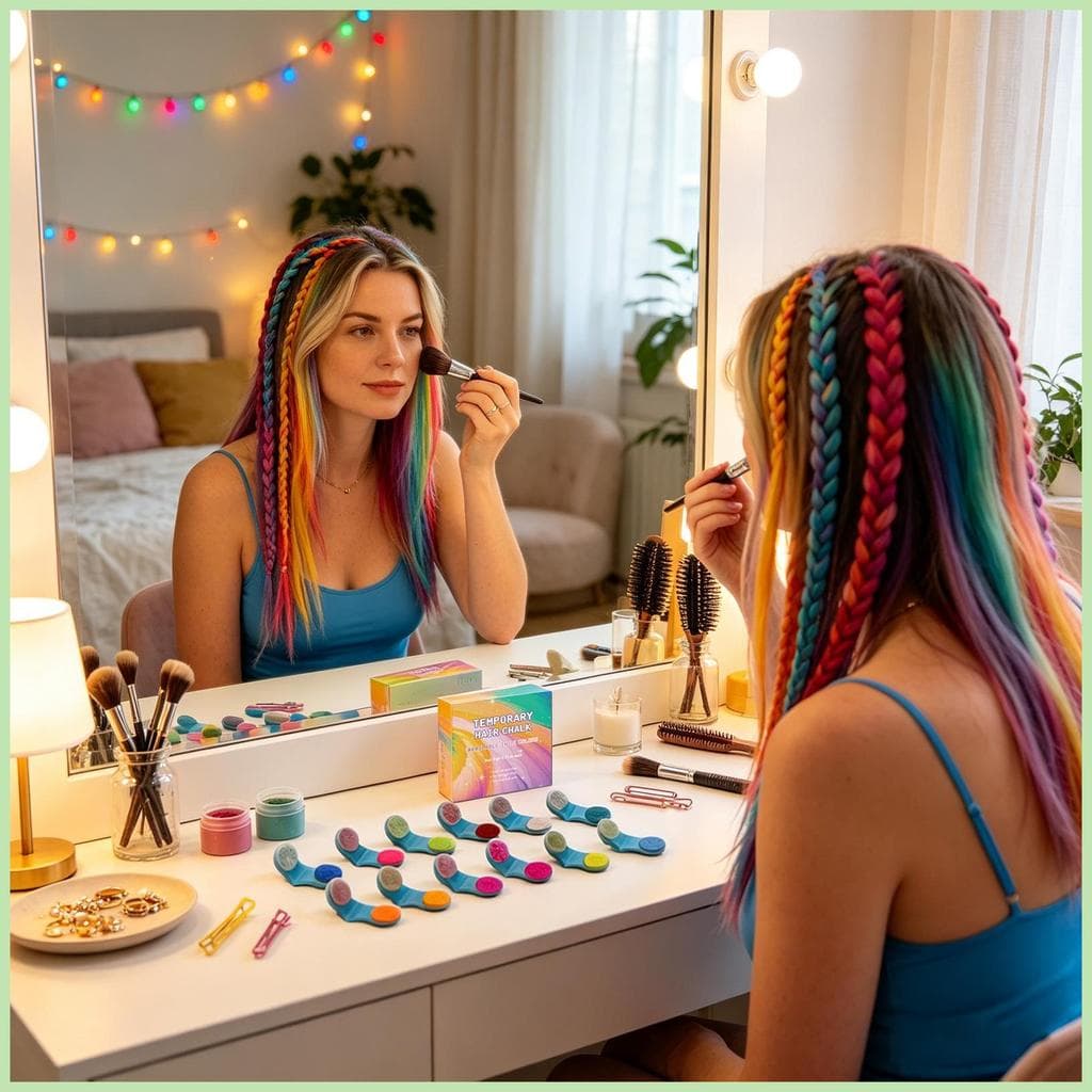 Giz De Cabelo Estilo Cosméticos Com Aplicador Meninas Conjunto De Para Fantasia Festa Palco Viagem kagli1br