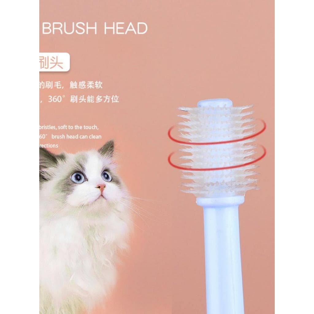 Escova de dentes para animais de estimação, escova de dentes para cães e gatos, limpeza Oral de 360 graus, cabeça pequen