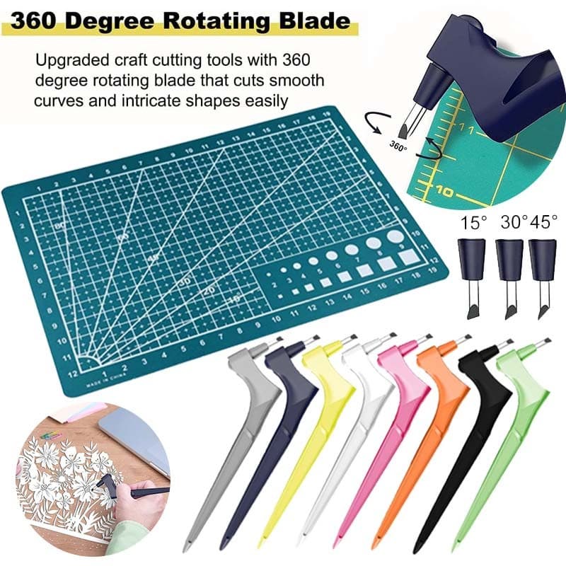 Conjunto De Ferramentas De Corte Artesanal Giratório 360-Sistema Giroscópio Especial Com 3 Lâminas De Reposição De Aço T